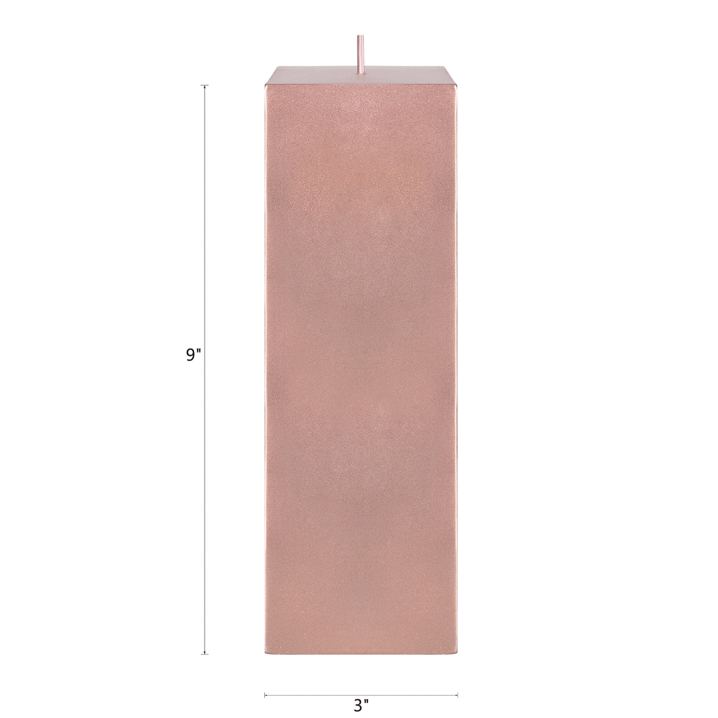Mega Candles 6 pcs Unscented Rose Gold Square Pillar Candle, Hand Poured Premium Wax Candles 3 Inch x 9 Inch, Home Décor, Wedding Receptions, Baby Showers, Birthdays, Celebrations, Party Favors & More