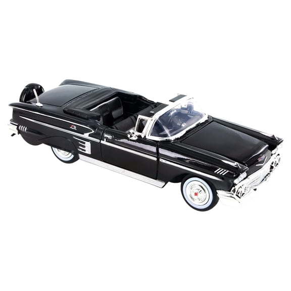 1958 Chevrolet Impala Convertible Black 1/24 Diecast Model Car by Motormax