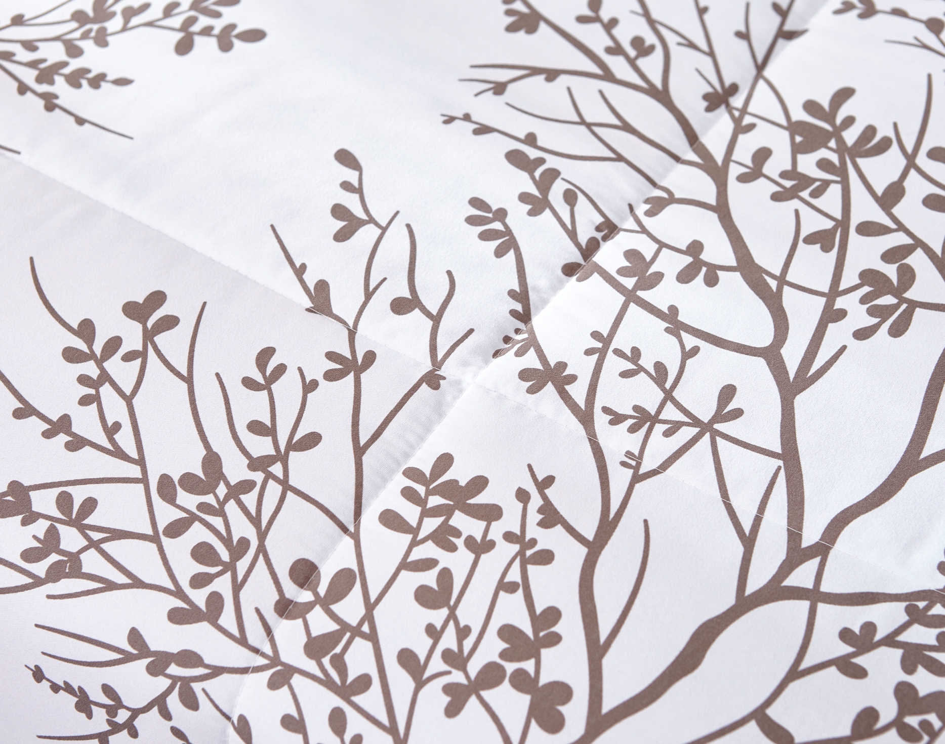 100 Super Soft Microfiber Summer Comforter Tree Branch Printed Design Queen 87x90” White 8468