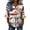 Navy, variant on Women's 4th of July Top V Neck 3/4 Sleeve Button Down Blouse American Flag Flower Print Retro Patriotic Shirt Casual Loose Fit Summer Floral Tunic Memorial Day Outfit, Red, M