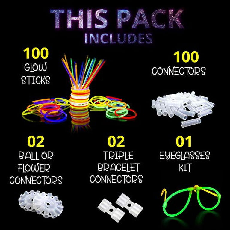  VIVII Glowsticks, 100 Light up Toys Glow Stick Bracelets Mixed  Colors Party Favors Supplies (Tube of 100) : Toys & Games
