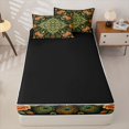 thumbnail image 4 of jejeloiu Vibrant Mandala Zipper Twin Comforter Sets with Fitted Sheet and 2 Pillowcases For Men Women,Peacock Pattern Zipper Bedding Set,Multi Black,Black Reversible,4-Piece, 4 of 7