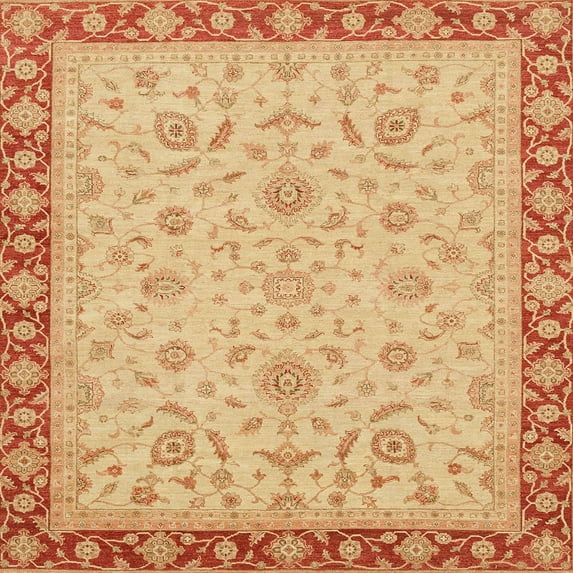 Ahgly Company Indoor Square Abstract Orange Oriental Area Rugs, 5' Square