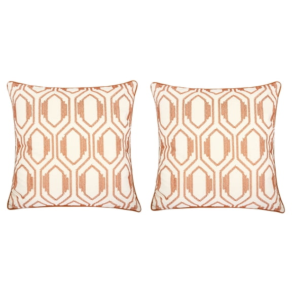 Kileigh Spice Geometric Polyester 20 in. x 20 in. Throw Pillow (Set of 2)