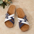 thumbnail image 6 of Fesfesfes Women's Round Head Slip-On Slippers Summer Casual Beach Shoes Soft Sole Comfortable for Home Outdoor Walking Lightweight(Blue,US 9), 6 of 9