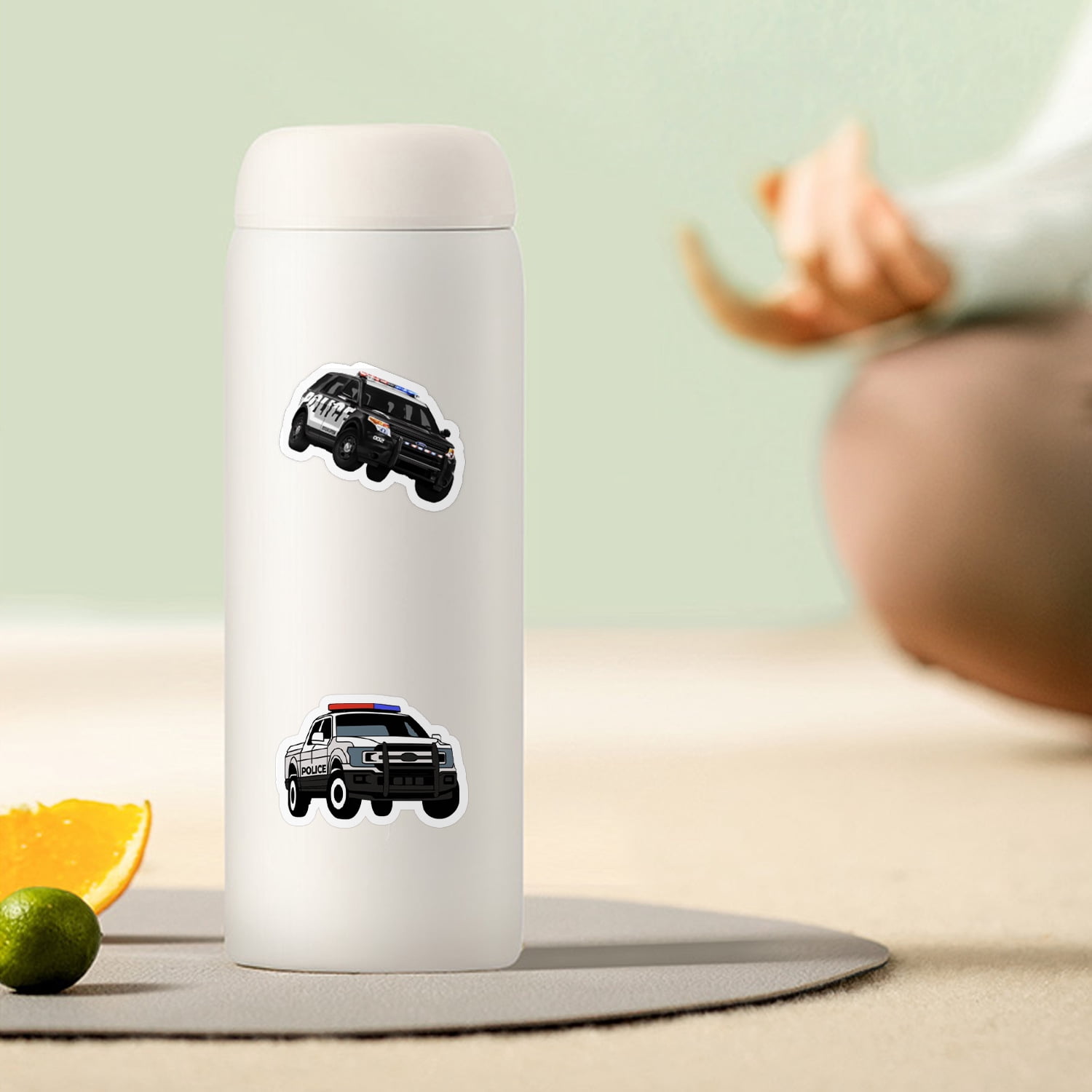 50-Pack Kids' Cartoon Police Car Stickers - Waterproof Decorative Stickers for Phones, Water Bottles, Laptops, and Journals