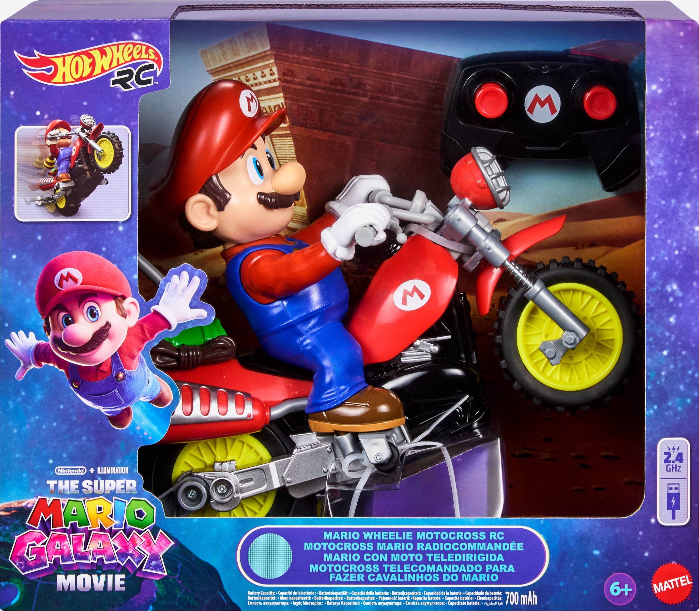 Hot Wheels Mario Kart Mario Wheelie Motocross RC, Remote-Controlled Battery-Powered Vehicle