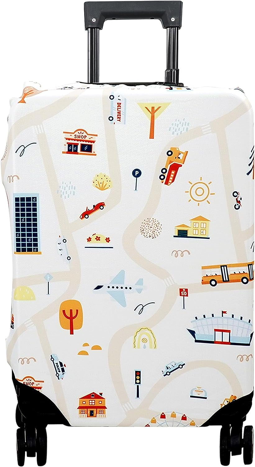Luggage Cover Approved Travel Suitcase Protector World Map Elastic