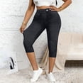 thumbnail image 5 of GUACER Womens Stretchy Capri Jeans Casual High Waisted with Faux Pockets Print Tummy Control Skinny Trendy Comfy Denim Leggings, 5 of 9
