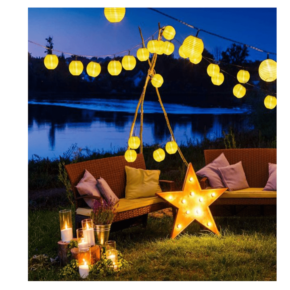 String Lights Lanterns with Lights, 20 White Lanterns, Lantern String Lights Bedroom, Solar String Lights Outdoor Waterproof,Outdoor Waterproof Lantern Weddings Parties Decorations(16 ft 20 LED)