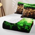 thumbnail image 4 of Erosebridal Pixel Grass Block Bed Spread Queen for Boys, Brown Green Game Queen Coverlet Set, 3-Piece, 4 of 7