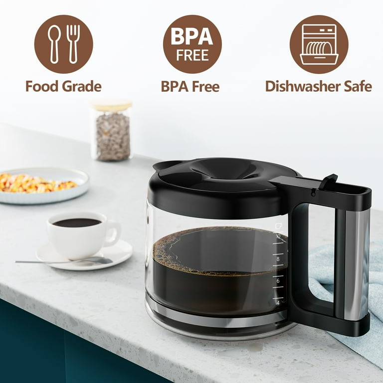 10 Cup Coffee Pot Replacement for Delonghi Coffee Maker, Glass Carafe  Replacement, Delonghi Coffee Pot Replacement with Sturdy Handle, Enhanced  ...