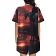 thumbnail image 4 of Womens Pajama Sets With Pocket, Lone Rider Under Red Sky Lounge Sets Short Sleeve Sleepwear PJ Sets for Women, 4 of 6