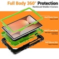 thumbnail image 5 of Case for Samsung Galaxy Tab S10 Lite/S10 FE/S9 FE/S9, 360 Rotating Stand Handle Shoulder Strap Heavy Duty Shockproof Cover, Lime PC, 5 of 7