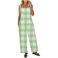 thumbnail image 2 of SELONE Loose Stretchy Jumpsuits for Women With Pockets Plus Size Adjustable Baggy Wide Leg Backless Trendy Sleeveless Summer Printed Long Sleeve Ladies Loose Long Rompers Jumpsuit Green S, 2 of 8