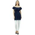 thumbnail image 6 of Bimba Women's Off shoulder Puff Sleeve Tops Elastic Waist Blouse Cotton Tunic, 6 of 9
