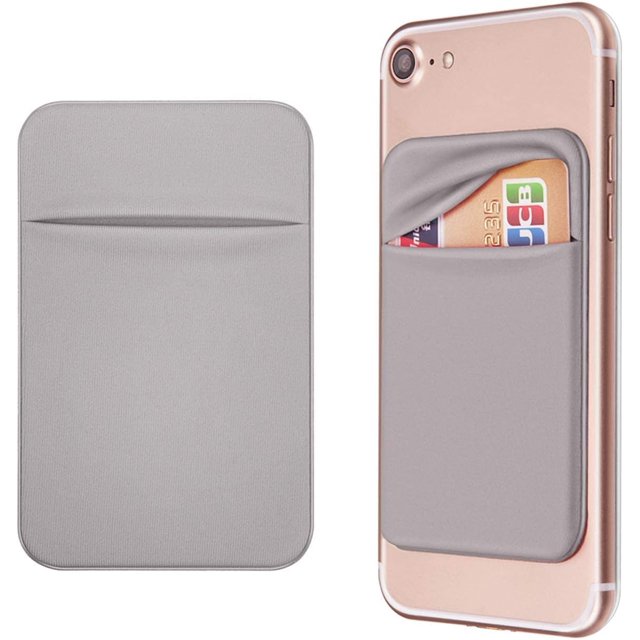 Paquete de 5 soportes para tarjetas autoadhesivos para el bolsillo del teléfono celular (gris)