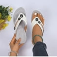 thumbnail image 2 of Xfvqtps Womens Flip Flops Large Size Metal Decoration Rhinestone Flatform Wedge Soft Sole Breathable Spring and Summer Fashion Casual Slippers White, 2 of 5