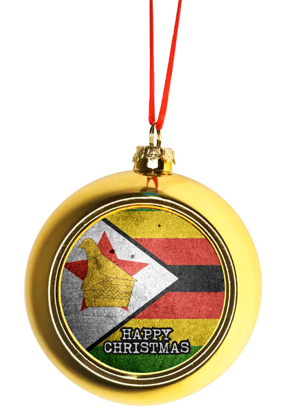 Flag Zimbabwe - Zimbabwe Grunge Flag Happy Christmas Bauble Christmas