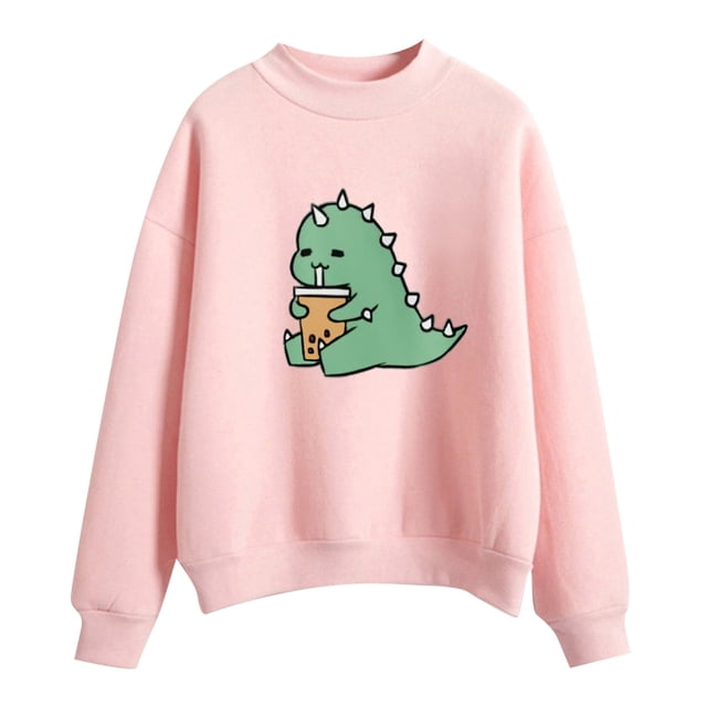 IROINID Rabais Vêtements d'Hiver pour Femmes Pulls à Capuche Chemises Aguichant d'Hiver Col Rond Manches Longues Hauts Imprimés Blouse Régulière, Pink