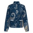 thumbnail image 5 of Jackets for Women Winter Coat Jackets Flannel Stand Collar Jacket(Navy Paisley Floral Pattern,Size:S-4XL), 5 of 7