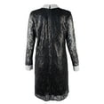 thumbnail image 2 of Women's Floral Metallic Lace Shift Shirt Dress Blk 6, 2 of 4