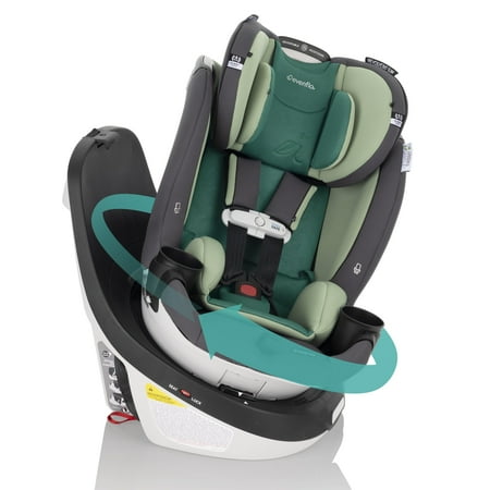 Gold Revolve360 Slim 2-in-1 Rotational Car Seat with Green & Gentle Fabric (Peridot Green)