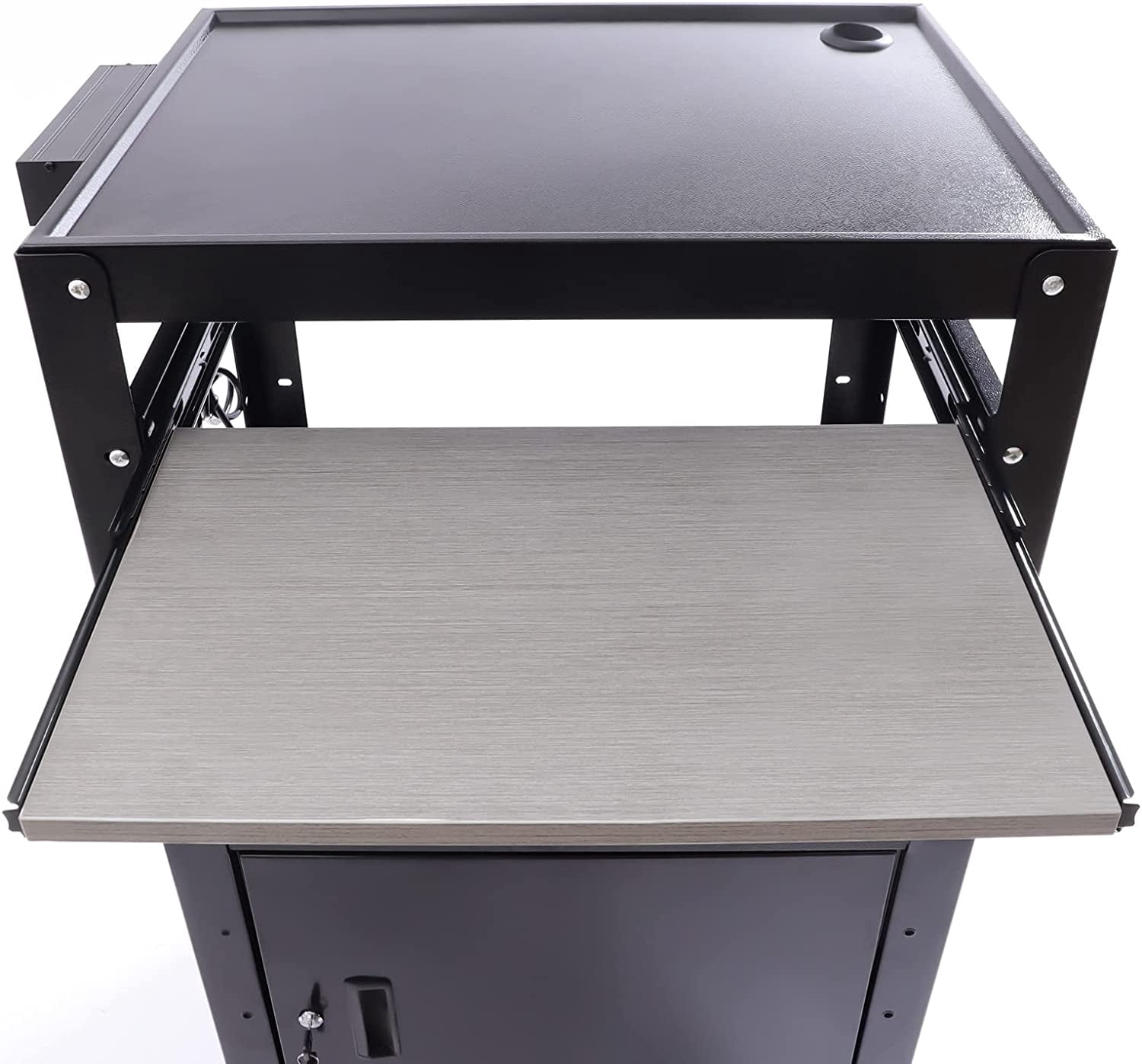 Miumaeov Portable Table Computer Mobile Stand Black Rolling Computer Desk w/Keyboard Tray