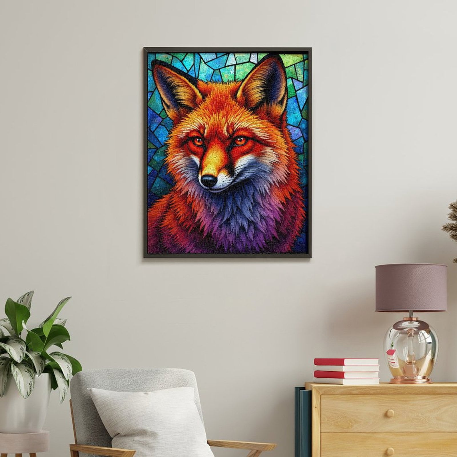 Paint By Numbers Kit for Adults Beginner - DIY Colorful Fox Stained Glass Art Canvas Painting Kits for Adults, Frameless Paint By Number for Adults for Home Wall Decor 16x20 Inch