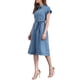 thumbnail image 4 of VESTIDO DE MEZCLILLA CASUAL CON BOTONES PARA MUJER, MANGAS CORTAS, CINTURÓN, TALLA XL, AZUL CLARO, 4 of 6