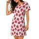 thumbnail image 2 of Fotbe Strawberry Bata de Dormir para Mujer con Estampado, Camisón de Algodón de Manga Corta, Ropa de Dormir Casual, 2 of 6