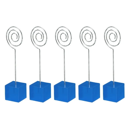 

Uxcell Resin Cube Base Picture Card Holder 5 Pack Circle Shape Table Stand Holder for Party Displaying Blue