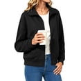 thumbnail image 4 of UVN Sweatshirts Jackets for Women Long Sleeve Lapel Zip Up Coats Ladies Trendy Fall Casual Outerwear Tops with Pockets, 4 of 9