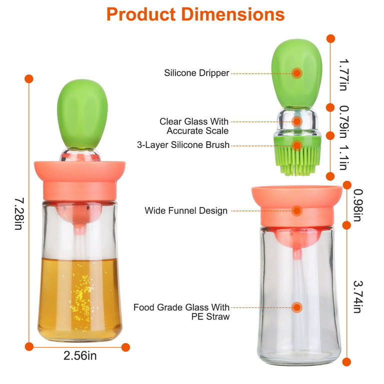 Glass Silicone Brush Oil Bottle Measuring Oil Dispenser for