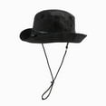 thumbnail image 4 of Black Unisex Solid Color Foldable Breathable Sun Hat Fisherman Hat Black With Drawstring For Sun Protection Head Circumference 21.26-22.83 Inch, 4 of 4