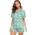 thumbnail image 2 of KLHDSF Womens 2 Piece Pajama Set Short Sleeve Top and Shorts Casual Summer Floral Loungewear Green L, 2 of 7