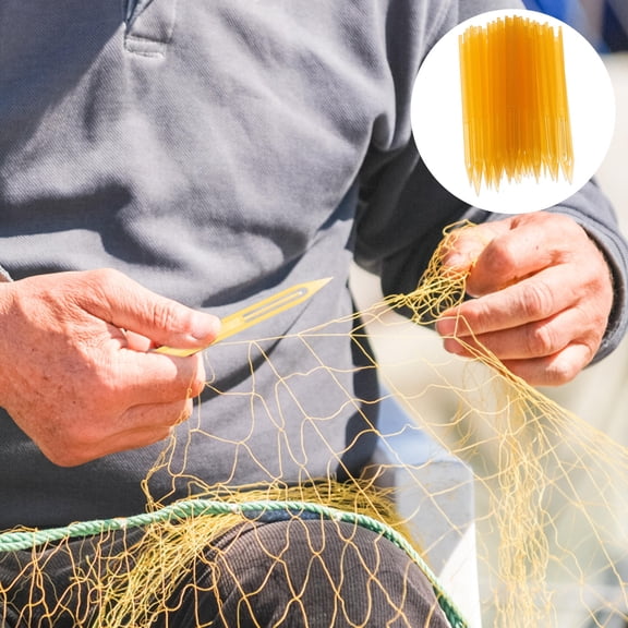 MERRYHAPY 40Pcs Fishing Supplies Khaki Plastic Shuttle Tool for Fast and Strong Fishnet Repair