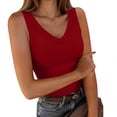 thumbnail image 7 of Otntypg Plus Size Tank Tops for Women V Neck Ribbed Knit Slim Fitted Sleeveless Basic Solid Color Cami Workout Tee Tanks Casual Summer Clothes 2026 Wine XXXL, 7 of 7