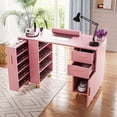 thumbnail image 1 of Mesa de manicura Kikihuose para uñas con cajón y espacio de almacenamiento, color rosa, 1 of 7