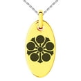 thumbnail image 1 of Stainless Steel Sagara Samurai Crest Engraved Small Oval Charm Pendant Necklace, 1 of 1