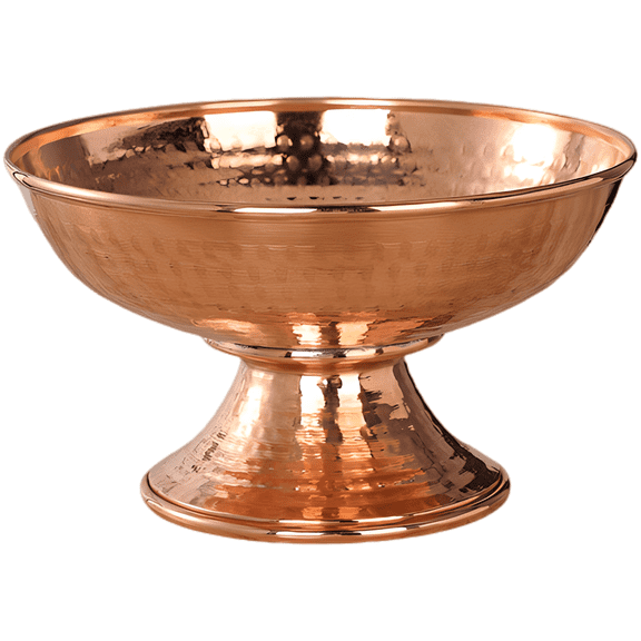Large Hand-Hammered Reddish-Brown Copper Alloy Offering Bowl, 8.3 x 4.7 in / 21 x 12 cm, Heavy Duty Pedestal Bowl for Home Use, Pooja Rituals, Decorative Fruit Plate, and Altar Display