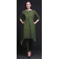 thumbnail image 3 of Bimba Green Leaf Floral Printed Tops For Women Asymmetric Kurti Summer Dress For Girls Small, 3 of 6