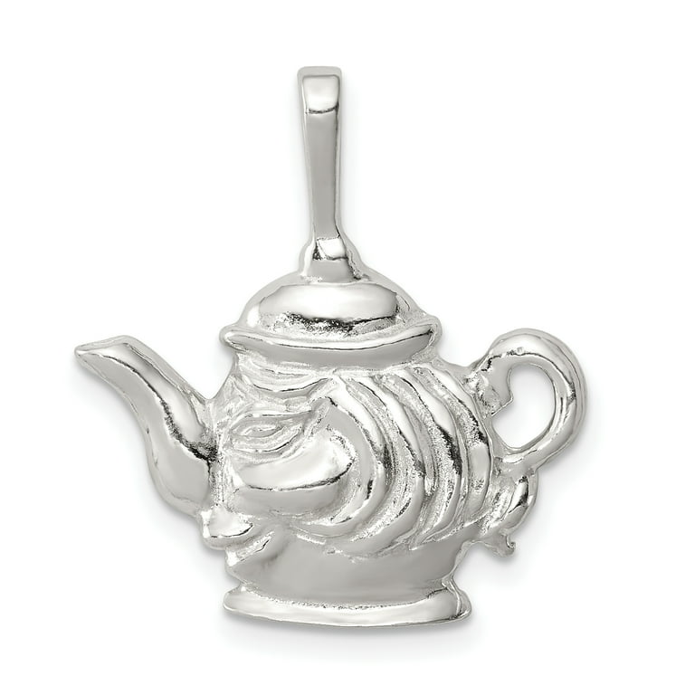 Carat in Karats Sterling Silver Polished Finish Teapot Charm