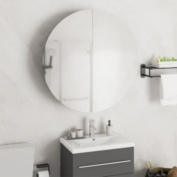 Mueble de baño Casafoyer con espejo redondo y LED color negro
