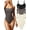 Black Tea Leaf Beige, variant on Women's 3 Piece Bodysuits Sexy Ribbed Sleeveless Adjustable Spaghetti Strip Tops Shapewear Bodysuits
