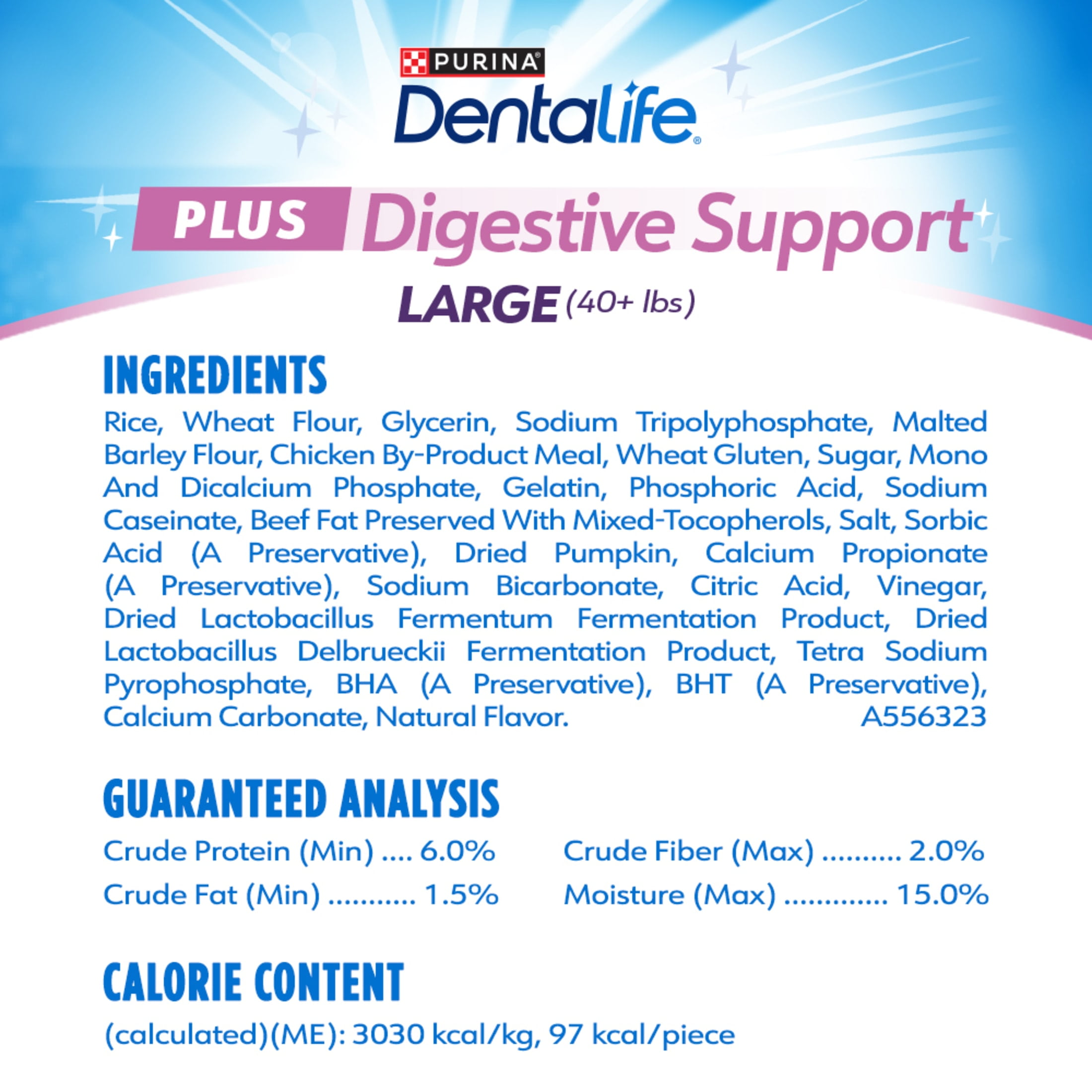 Purina Dentalife Plus Digestive Support Chicken and Pumpkin Flavor Dental Chews for Dogs, 6 Count, 7 Ounces