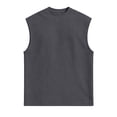 thumbnail image 5 of Men's Sleeveless Tank Top Cotton Blend Summer Vest Casual Solid Muscle Fit Breathable Quick Dry Gym Workout Streetwear Beach | Zenithor,Dark Gray L, 5 of 9