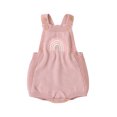 thumbnail image 1 of Baby Girls Sleeveless Jumpsuit, Knitted Romper Embroidered Rainbow Pattern Bodysuit, 1 of 7