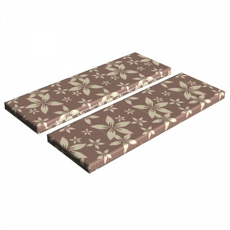 

Floral Bench Cushion Set of 2 Shabby Form Blossoms over Abstract Pastel Striped Background Standard Size Foam Pad and Decorative Cover Warm Taupe Pale Pink by Ambesonne