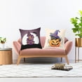thumbnail image 3 of Halloween Decorative Pumpkin Pillow Covers Cotton Linen Wearing Witch Hat, 3 of 7